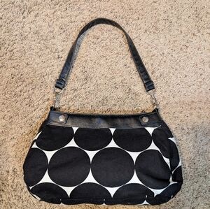 Thirty-One Handbag Purse Handbag Satchel Black White Polka Dot Pop‌